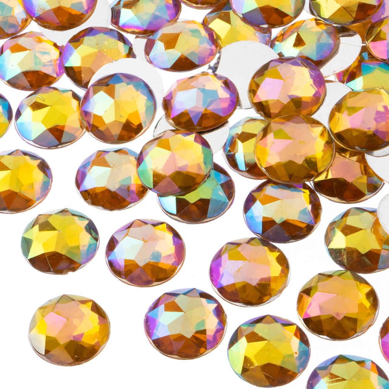 John Bead 16mm AB Acrylic Round Flat Back Rhinestones, 200ct.